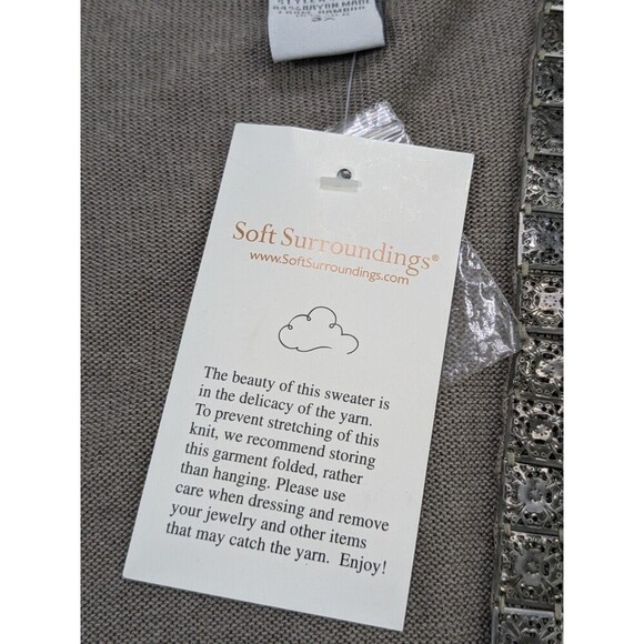 NEW Soft Sorroundings Taupe Bamboo Silk Knit Cardigan Sweater Bronze Accent 3X - Picture 3 of 7